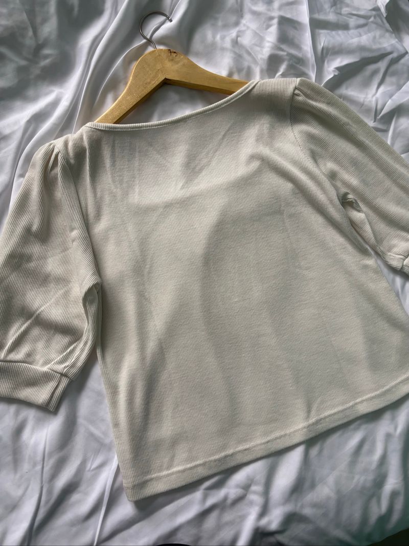Cream Top with Square Neckline, foto 2