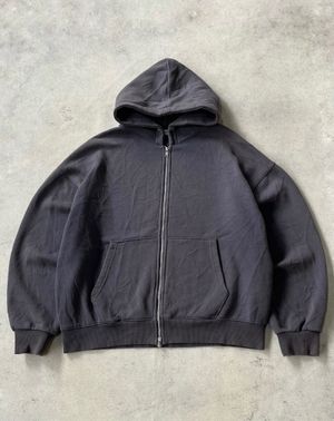 •brenson• faded dark charcoal heavy weight zip up boxy hodie