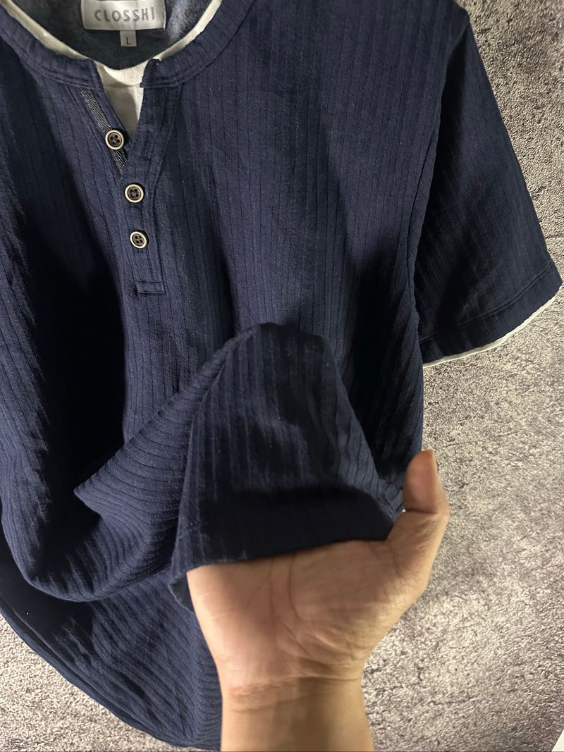 Japanese Double Layer Henley Textured Tee, foto 6