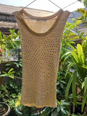 Beige Sequin Tank Top
