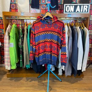 90s Streetwear Culture:“Gucci” Aztec Fleece Bootleg Hoodie