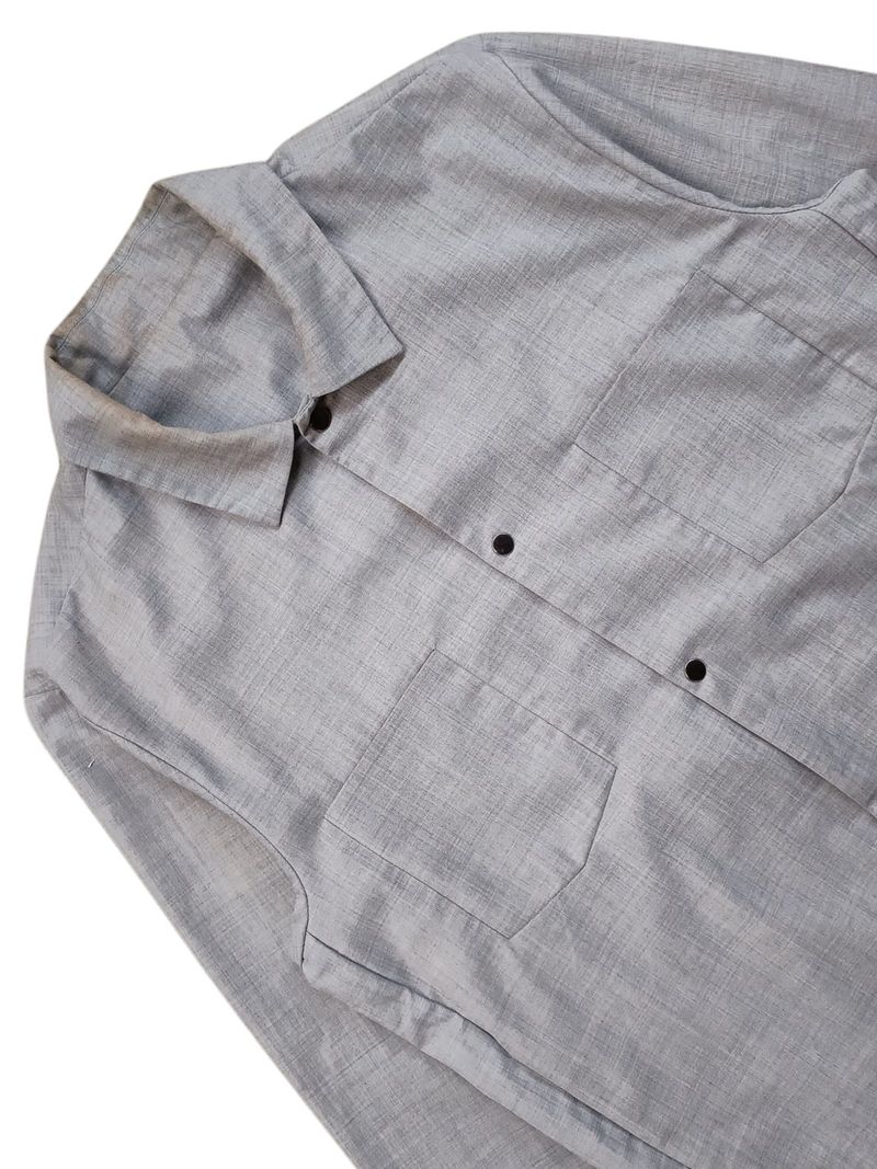 Grey Snap Button Overshirt Jacket, foto 2