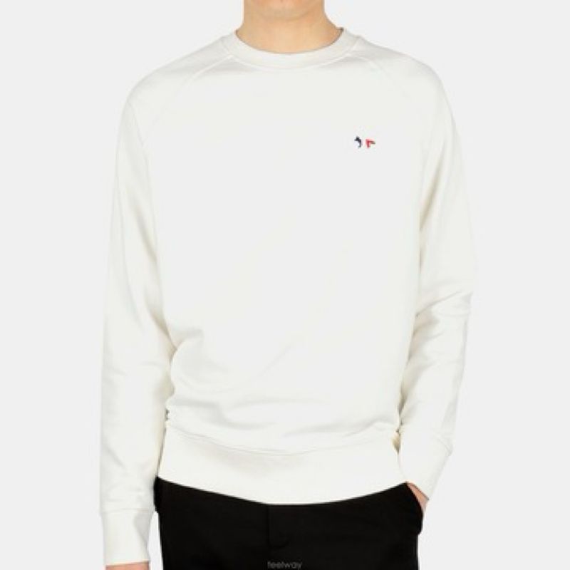 Crewneck MAISON KITSUNE Tricolor Fox Patch White, foto 2