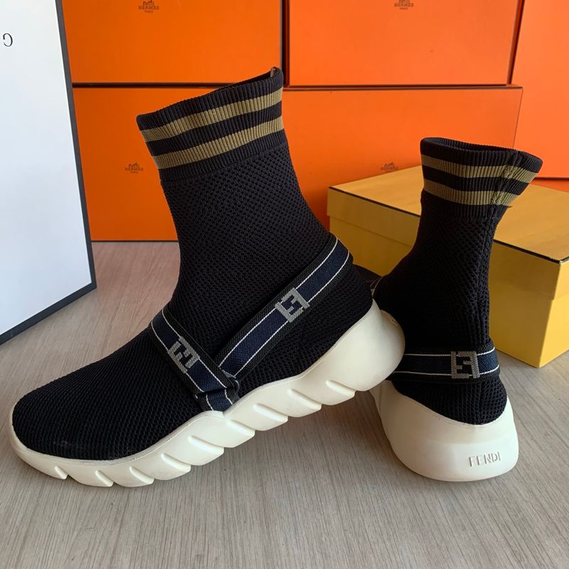 FENDI KNIT HIGH TOP SNEAKERS SIZE 43, foto 8