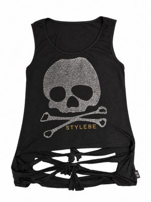 grunge alt skull tengkorak beaded tank top