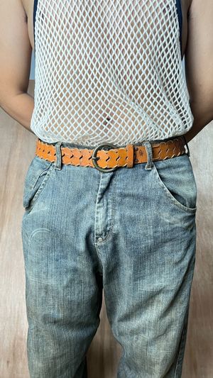 Vintage croco leather belt