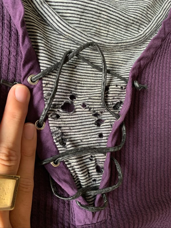 2000s Mitex Layered Lace-Up Ribbed Shirt, foto 5