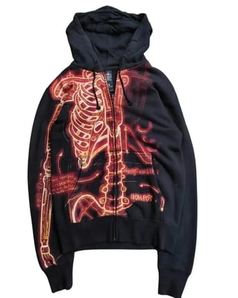 Skeleton flame zip hoodie