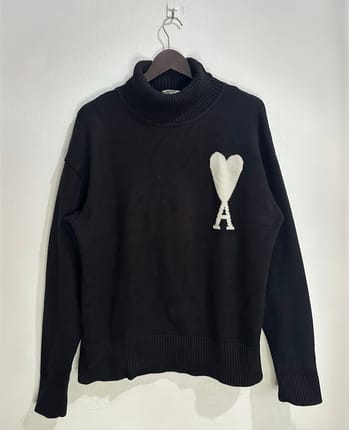 Ami Paris Rollkragenpullover Virgin Wool Logo Sweater