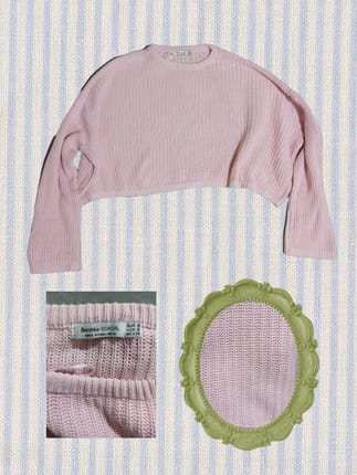 BERSHKA KNIT OVERSIZED PINK SWEATER (size fit to L)
