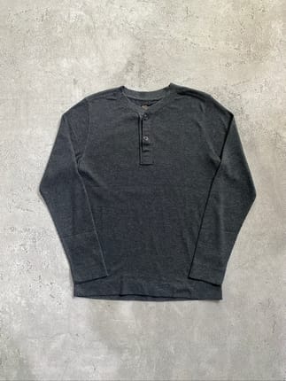 Y2K Waffle Henley Shirt by Back Number Brad Pitt Style
