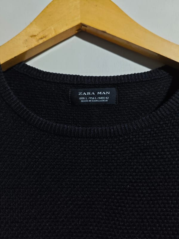 Longsleeve Zara Man Waffle Black, foto 3