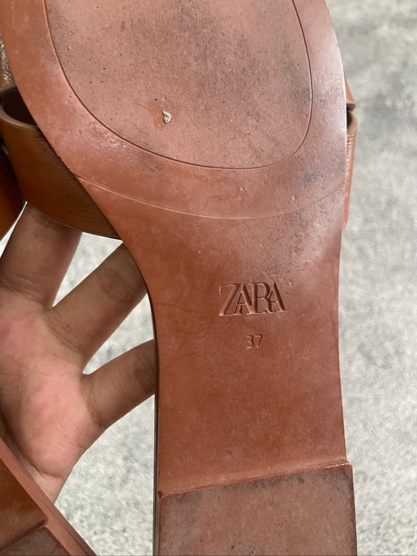 Zara flat leather sandal with criss cross strap, foto 7