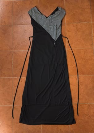 Dress evening / gaun pesta simple elegant bodyfit stripe