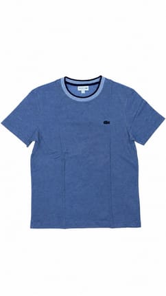 Kaos Lacoste Small Logo Blue Heather Striped Collar