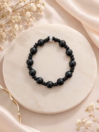 Gelang Tasbih Muslim Batu Alam Agate Black Onyx Doff
