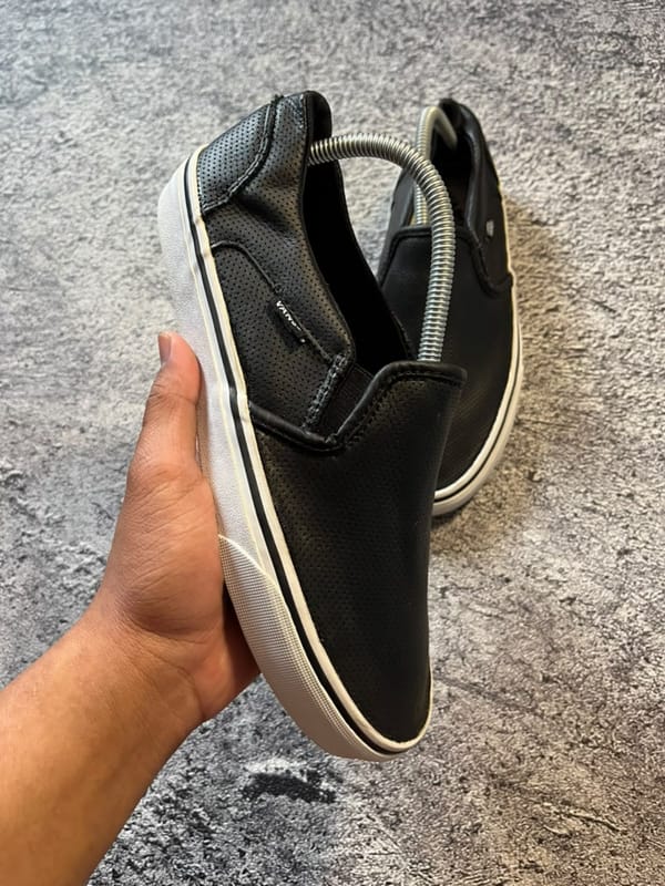 Vans Slipon Leather Black White, foto 2