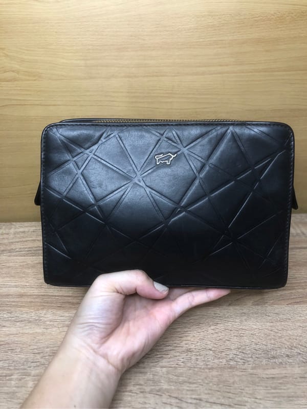 Braun buffle leather clutch for men, foto 2
