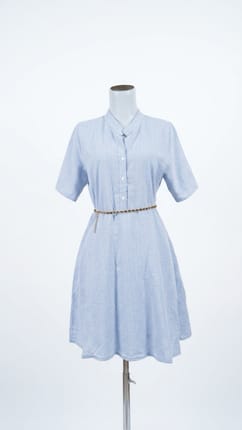 EBUBA Midi Dress Stripe Korean Style | Dress kemeja salur |D