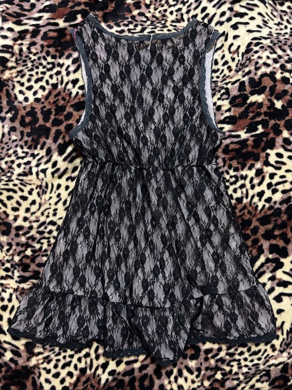 Black Lace Overlay Layered V-Neck Tank Top, foto 9