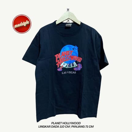 Kaos Lengan Pendek Pria Planet Holywood Navy