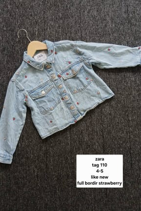 Zara Girls Strawberry Denim Jacket Blue | Jacket Only