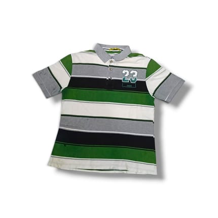 2000s Striped 23 Graphic Polo Shirt