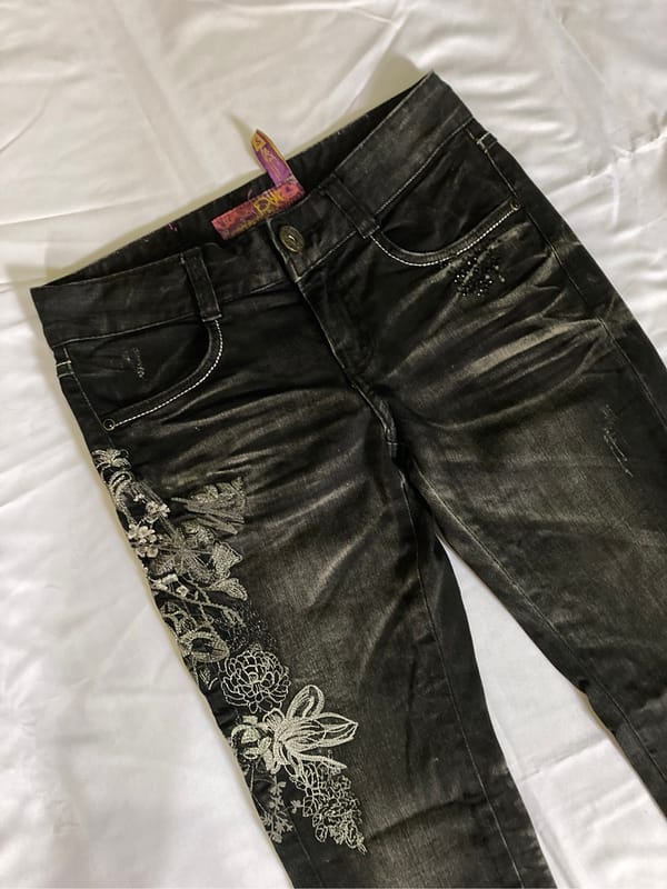 low rise embroidered straight jeans, foto 4