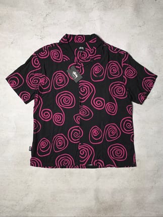 stussy hand drawn ss open collar shirt original
