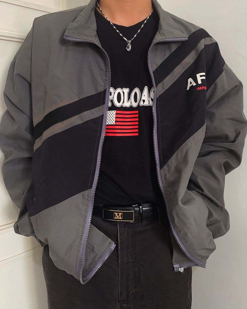 Vintage Windbreaker Pria black gray, foto 4