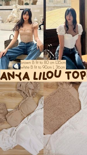 Casual Blouse Wanita white brown