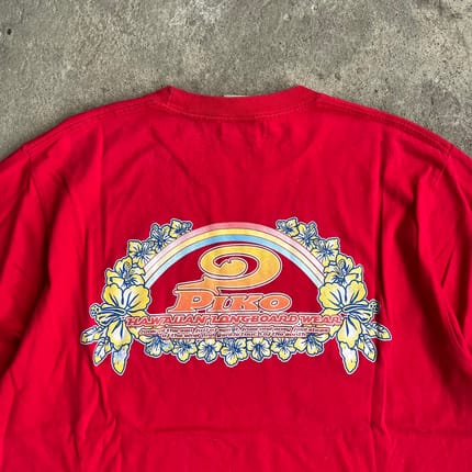 00s Piko Red Hawaiian Longboard Wear Tshirt