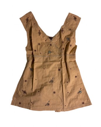 Y2K Beads Orange Tan Sleeveless Patterned Top