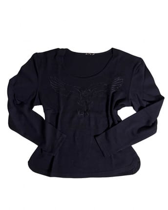 Black Fitted Eagle Long-Sleeve Top