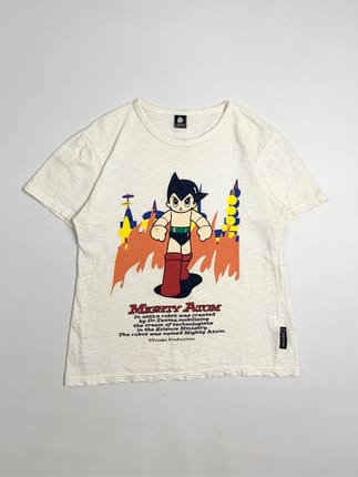 Y2k Astro Boy "Mighty Atom" White Graphic T-Shirt Anime