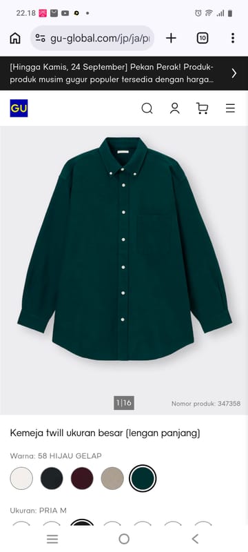 Kemeja GU Twill Model Melebar (Oversize), foto 5