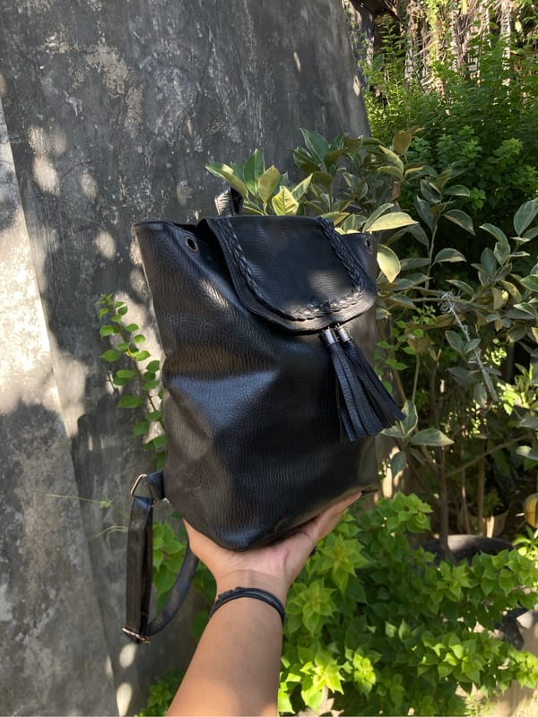 backpack drawsting leather tas mini backpack, foto 3