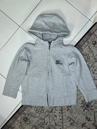 BURBERRY CHILDREN GUNTHER ZIP HOODIE LIGHT GREY