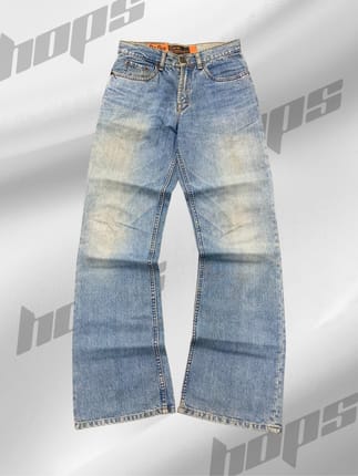 2000s Lea Orange Tab Bootcut Blue Washed