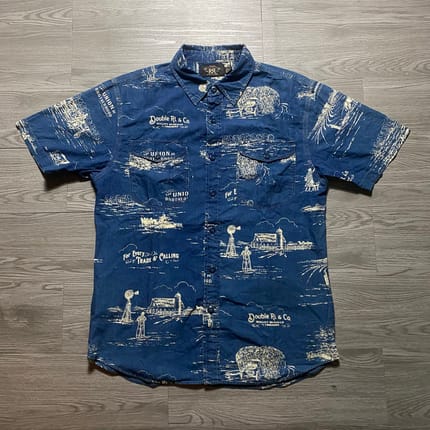 Double RL indigo printed chambray shirt