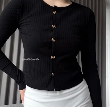 Pl Cardigan Bow Top
