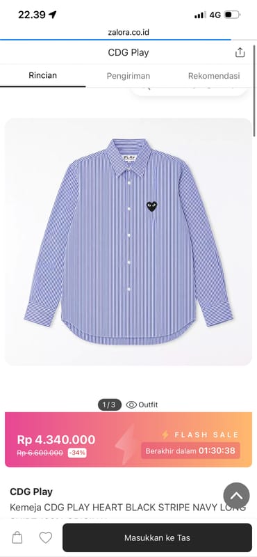 Kemeja bergaris Comme des Garçons PLAY, foto 6