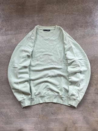 ACNE studios logo embroidered crewneck natrual sun faded