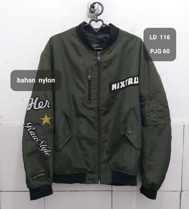 Jaket Bomber Army Patch Casual