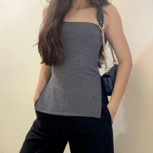 Casual Crop top Wanita gray