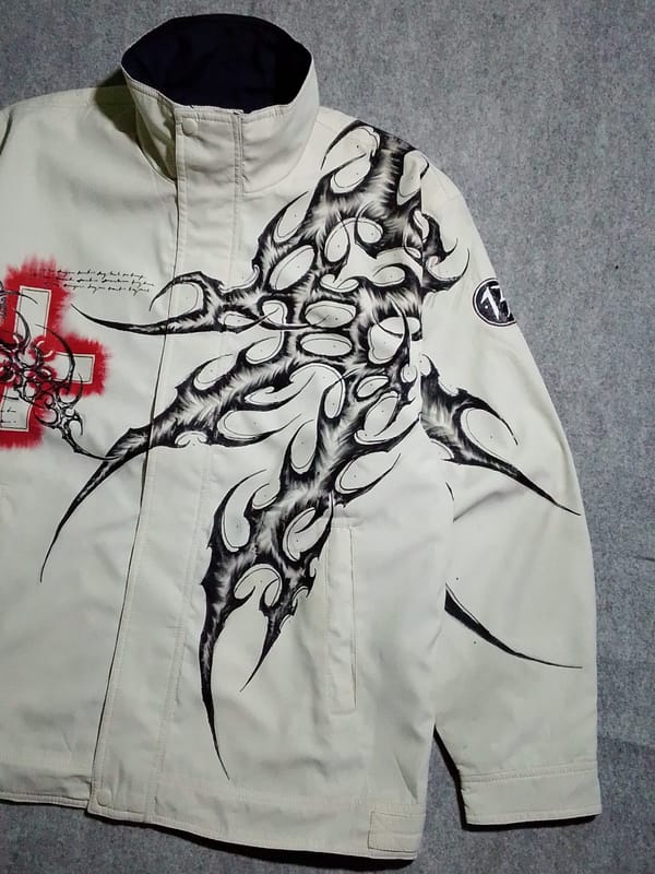 Casual Jacket Harrington Krem Handmade Painted, foto 5