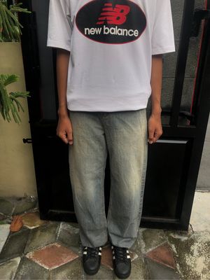 Y2K Skater Jeans Pria cream blue
