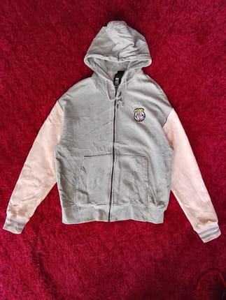 BT21 GRAPHIC BACK HIT HOODIE GRAY PINK SMALL EMBORDIR
