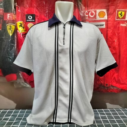 Kaos Polo Half Zipper Short Sleeve Casual Streetwear Retro