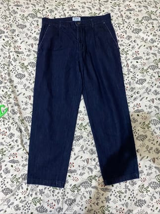 COVERNAT SELVEDGE DENIM PANTS – WIDE PLEATED – DARK INDIGO –